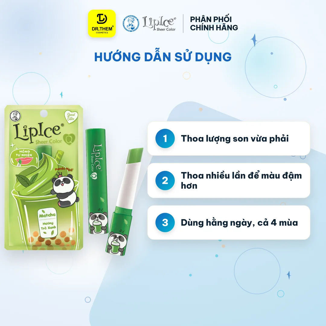 Son Dưỡng Môi Có Màu LipIce Sheer Color Q Matcha 2,4g Hương Trà Xanh – Son Xanh Lên Môi Hồng Tự Nhiên – ảnh 5