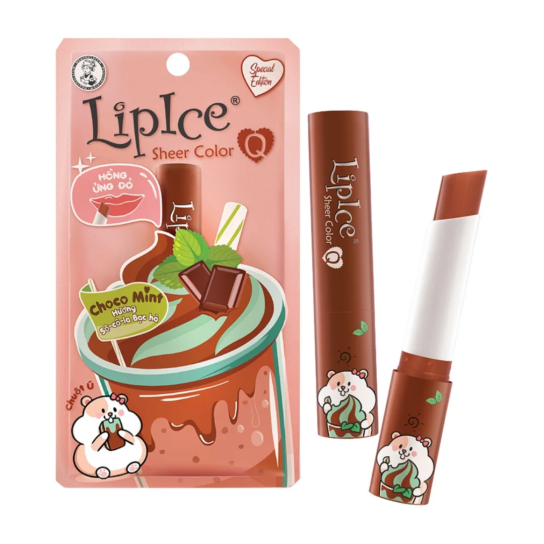 Son Dưỡng Môi Có Màu LipIce Sheer Color Q Choco Mint 2,4g Hương Sô-cô-la Bạc Hà – Son Nâu Lên Môi Hồng Ửng Đỏ 4