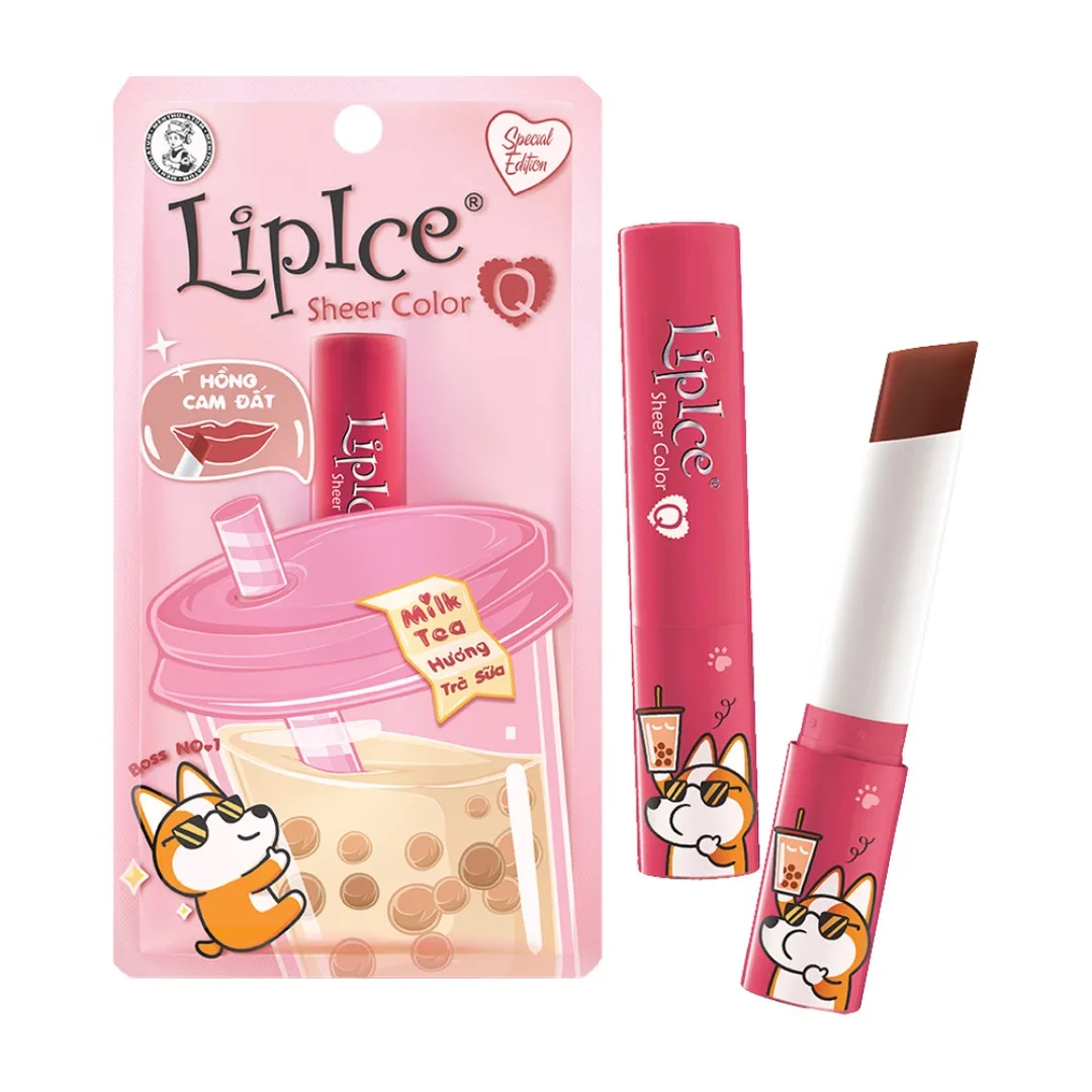 Son Dưỡng Môi Có Màu LipIce Sheer Color Q Milk Tea 2,4g Hương Trà Sữa – Sắc Hồng Cam Đất Cá Tính 4