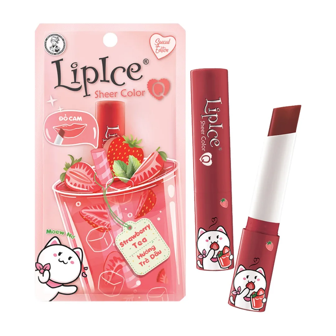 Son Dưỡng Môi Có Màu LipIce Sheer Color Q Strawberry Tea 2,4g Hương Trà Dâu – Sắc Đỏ Cam Rạng Rỡ 4
