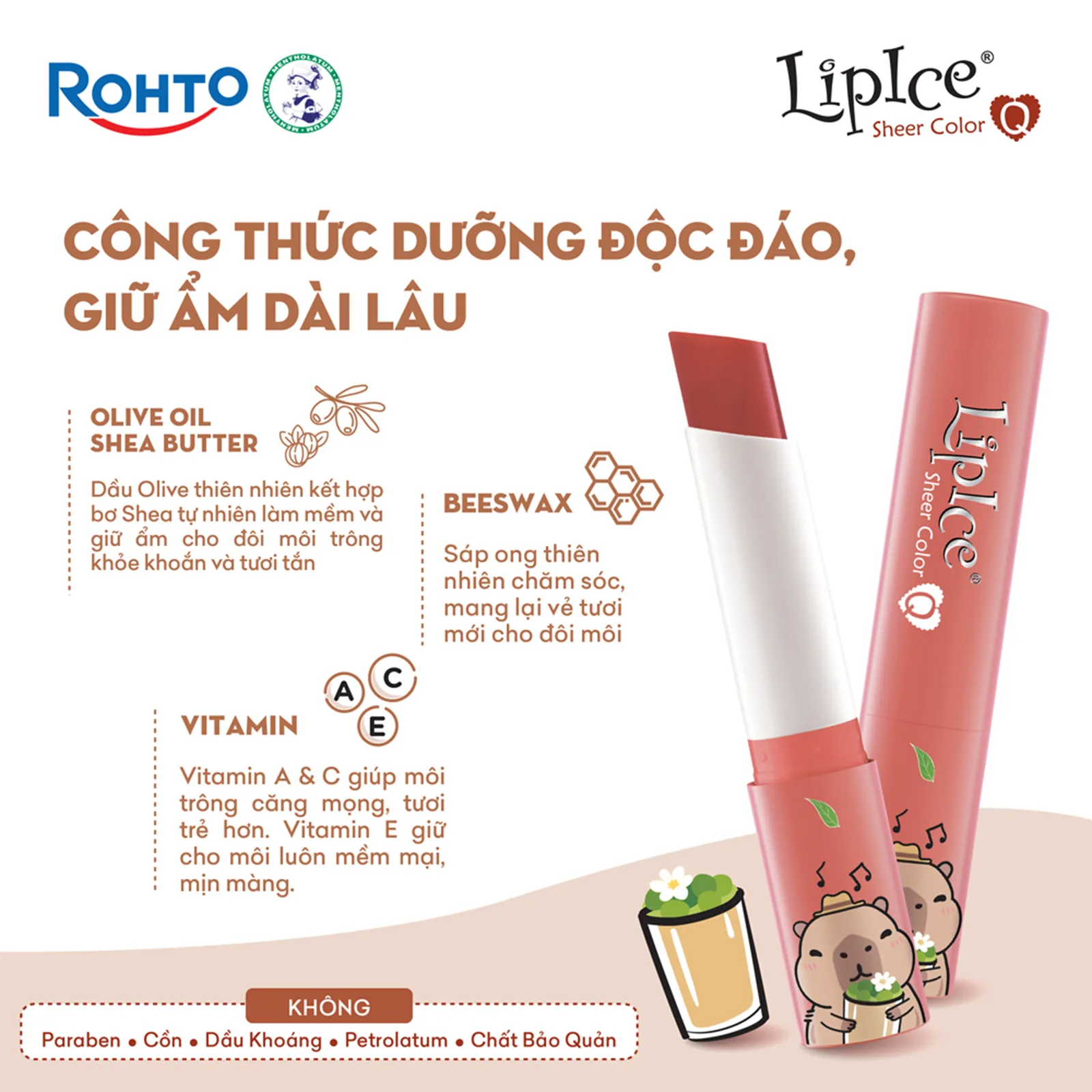 Son Dưỡng Môi Có Màu LipIce Sheer Color Q Oolong Jasmine Tea 2,4g – Hương Ô Long Nhài, Sắc Hồng Trà 3