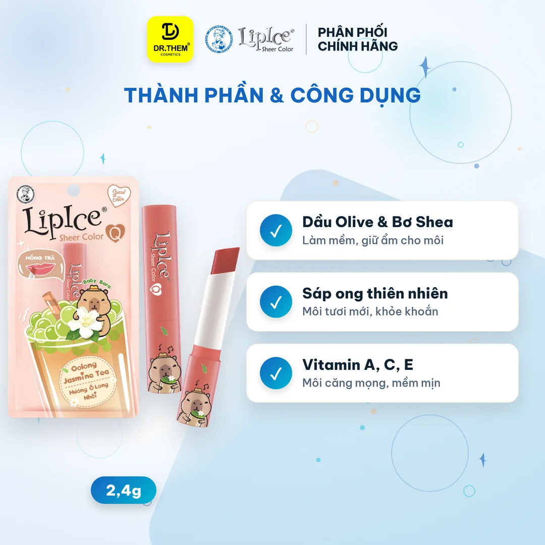 Son Dưỡng Môi Có Màu LipIce Sheer Color Q Oolong Jasmine Tea 2,4g – Hương Ô Long Nhài, Sắc Hồng Trà 5