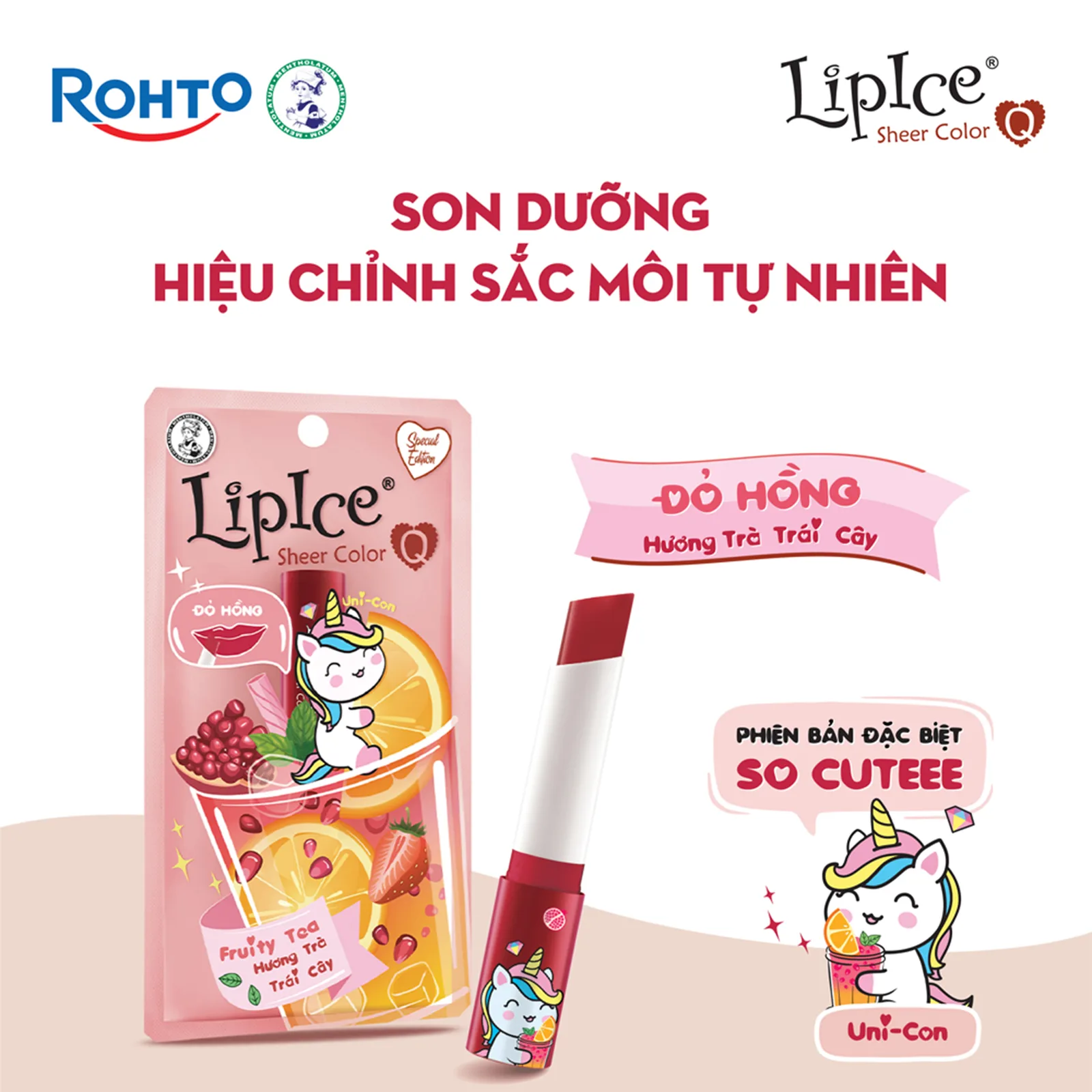 Son Dưỡng Môi Có Màu LipIce Sheer Color Q Fruity Tea 2,4g Hương Trà Trái Cây – Sắc Đỏ Hồng Ngọt Ngào – ảnh 1