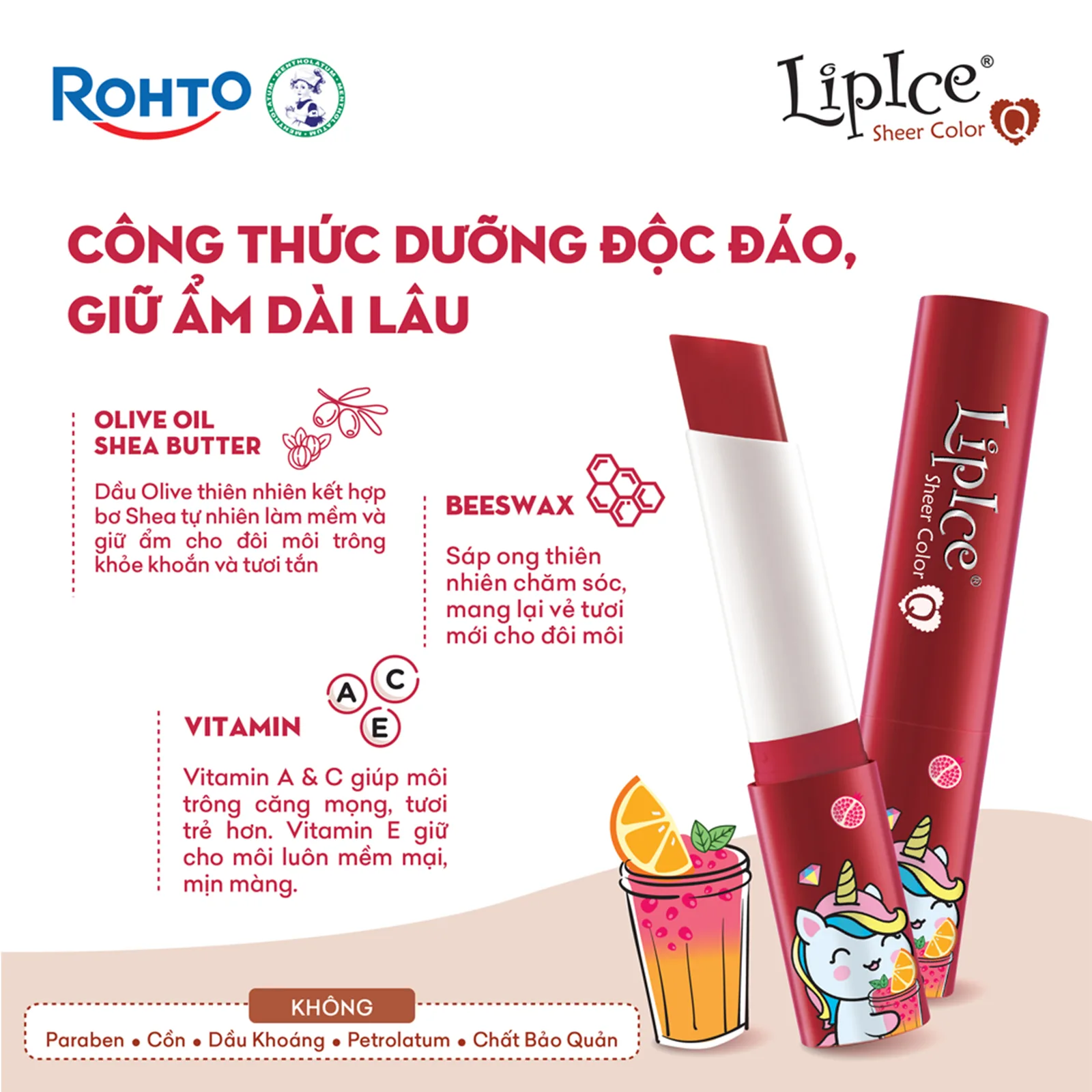 Son Dưỡng Môi Có Màu LipIce Sheer Color Q Fruity Tea 2,4g Hương Trà Trái Cây – Sắc Đỏ Hồng Ngọt Ngào – ảnh 2