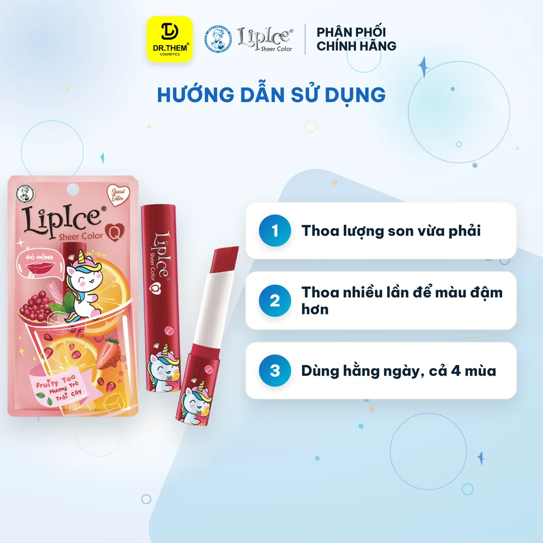Son Dưỡng Môi Có Màu LipIce Sheer Color Q Fruity Tea 2,4g Hương Trà Trái Cây – Sắc Đỏ Hồng Ngọt Ngào – ảnh 5