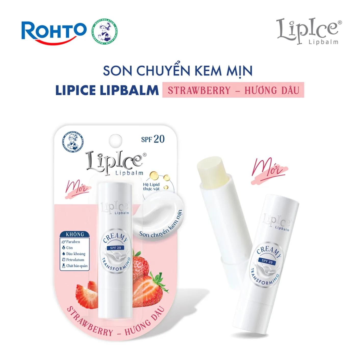 Son Dưỡng Môi LipIce Strawberry Hương Dâu SPF20 3,3g – Son Chuyển Kem Mịn, Mềm Môi Ẩm Mượt 2