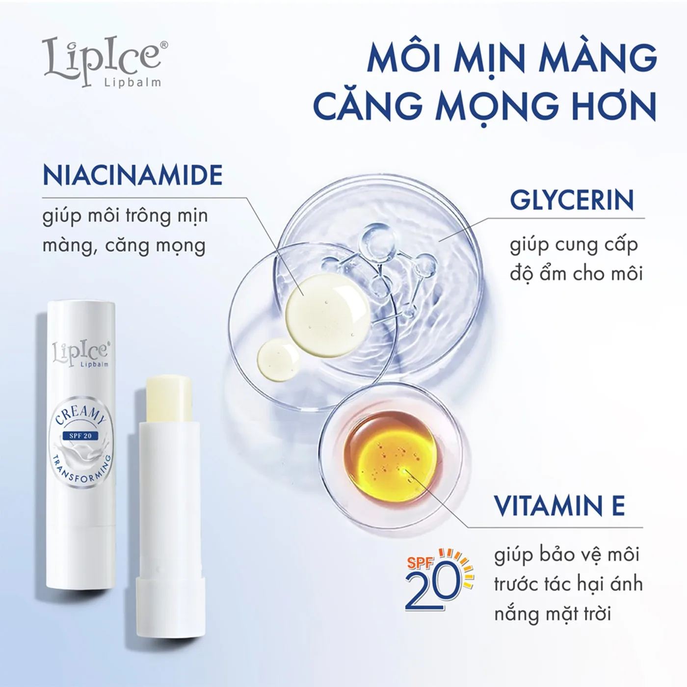 Son dưỡng môi LipIce Natural hương tự nhiên – Niacinamide, Glycerin, Vitamin E