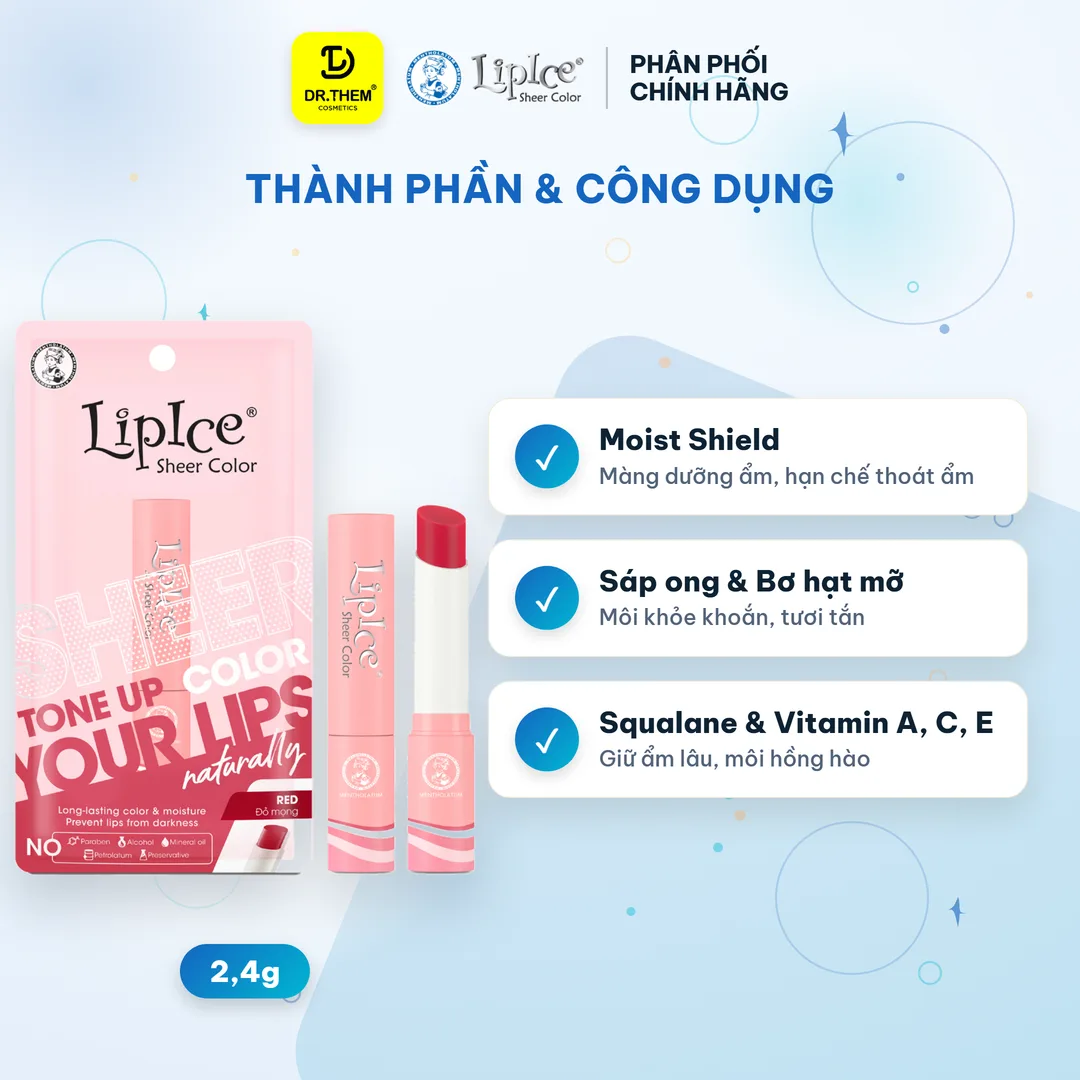 Son Dưỡng Môi Có Màu LipIce Sheer Color Red Đỏ Mọng 2,4g – Giữ Ẩm Dài Lâu, Hiệu Chỉnh Sắc Môi Tự Nhiên 5