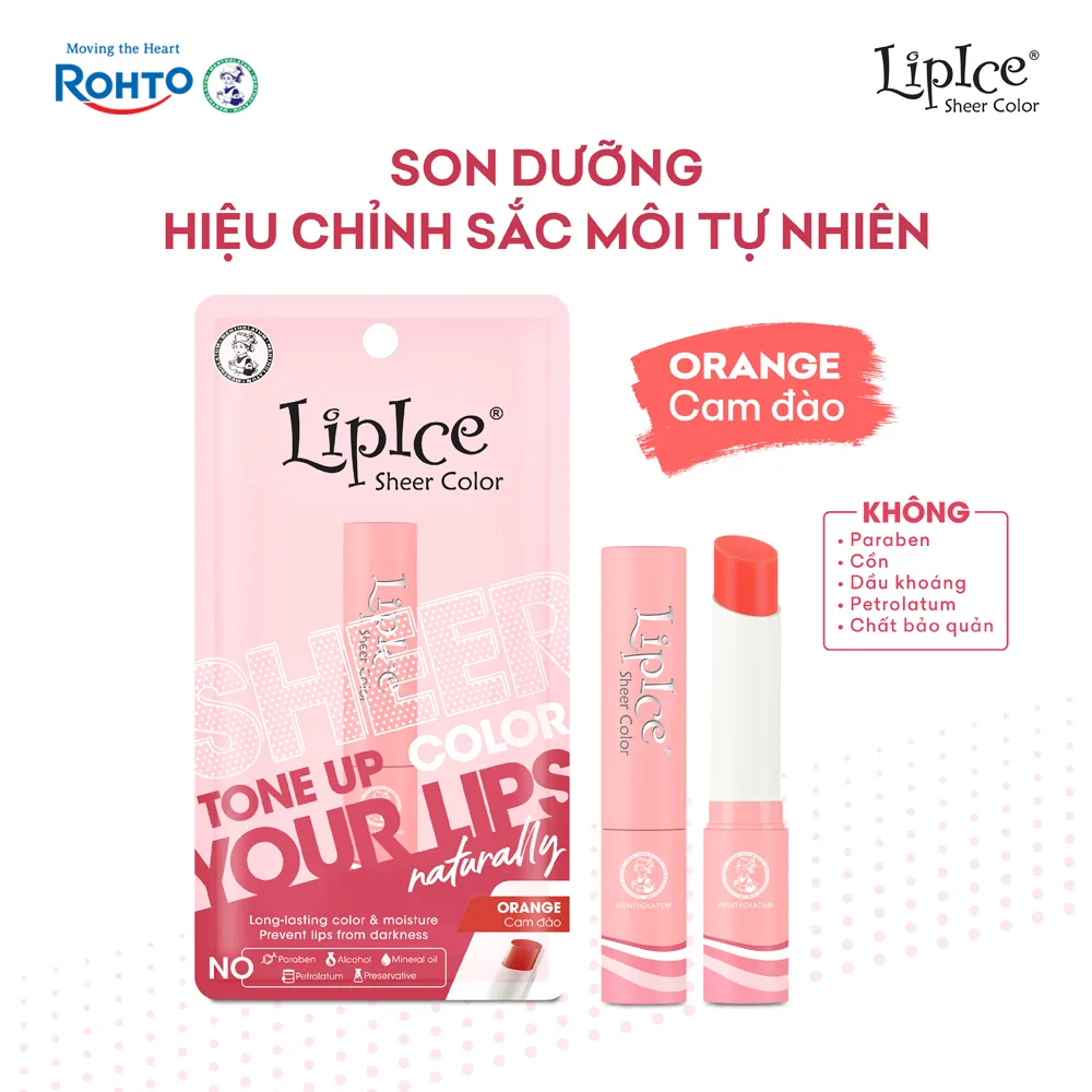 Son Dưỡng Môi Có Màu LipIce Sheer Color Orange Cam Đào 2,4g – Giữ Ẩm Dài Lâu, Hiệu Chỉnh Sắc Môi Tự Nhiên 2