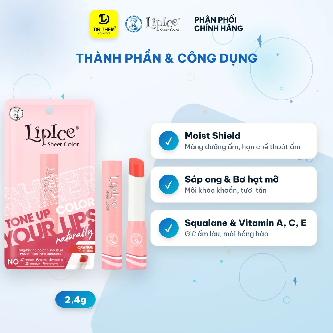 Son Dưỡng Môi Có Màu LipIce Sheer Color Orange Cam Đào 2,4g – Giữ Ẩm Dài Lâu, Hiệu Chỉnh Sắc Môi Tự Nhiên 5