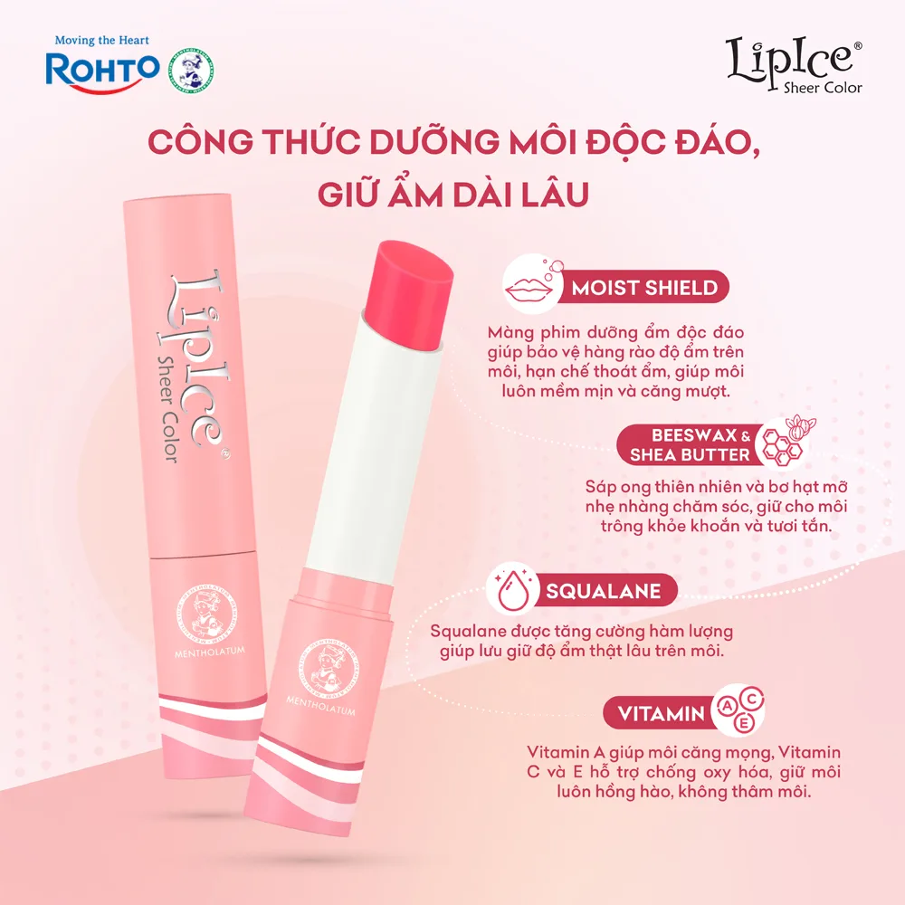 Son Dưỡng Môi Có Màu LipIce Sheer Color Rose Hồng Cam 2,4g – Giữ Ẩm Dài Lâu, Hiệu Chỉnh Sắc Môi Tự Nhiên 3