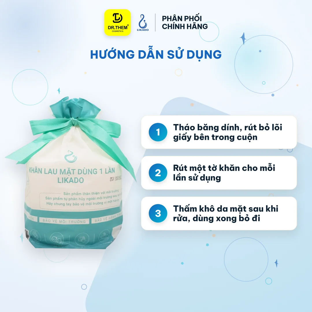 Khăn Lau Mặt Dùng 1 Lần Likado Dạng Cuộn Túi Rút Dây 50 Khăn 3