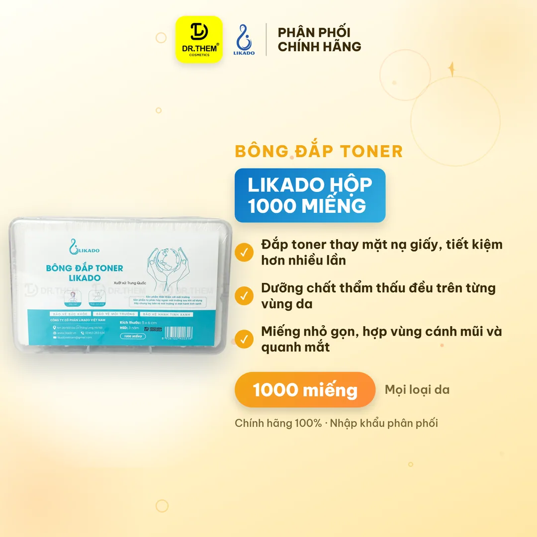 Bông Đắp Toner Likado Lotion Mask Cotton Mềm Mịn Hộp 1000 Miếng