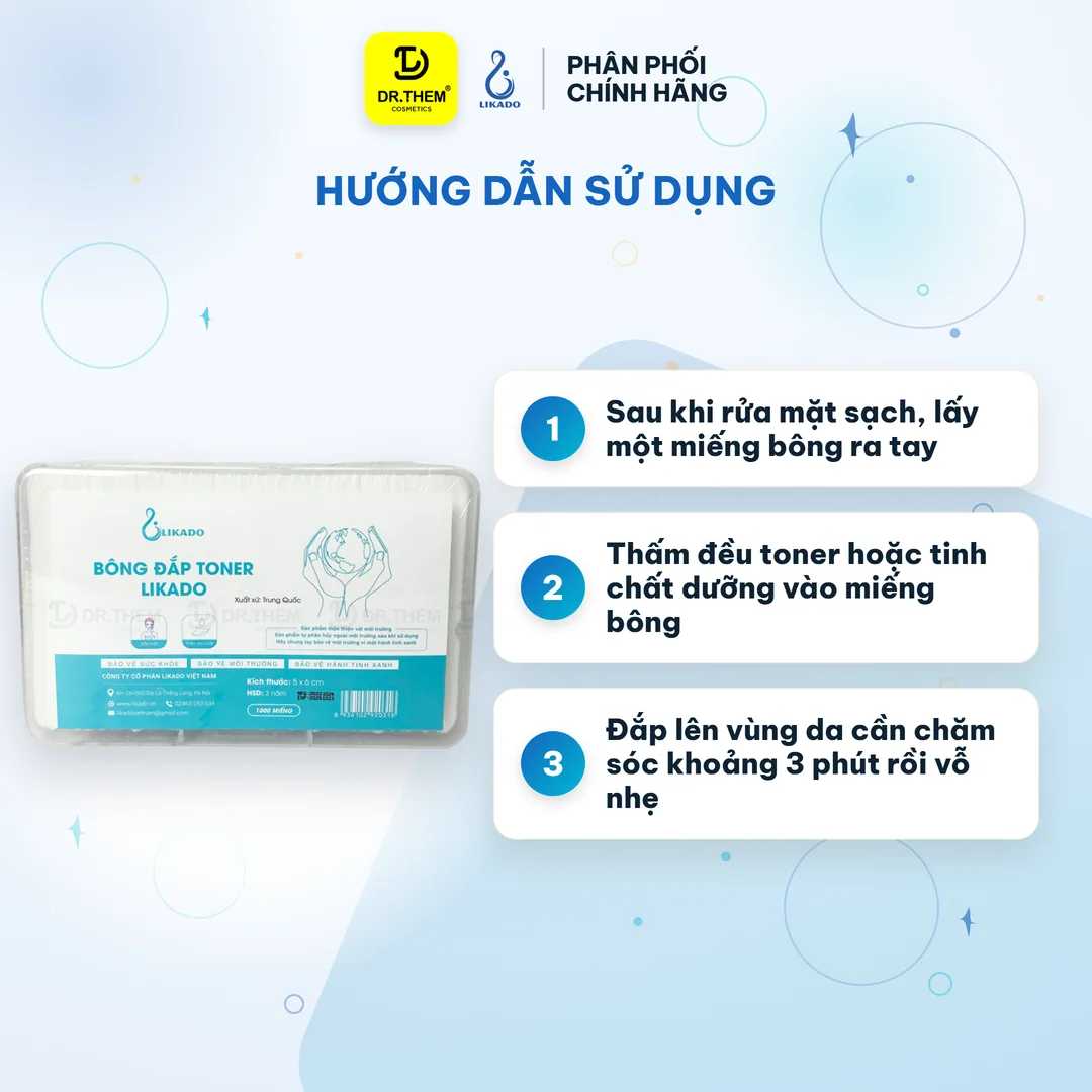Bông Đắp Toner Likado Lotion Mask Cotton Mềm Mịn Hộp 1000 Miếng 3
