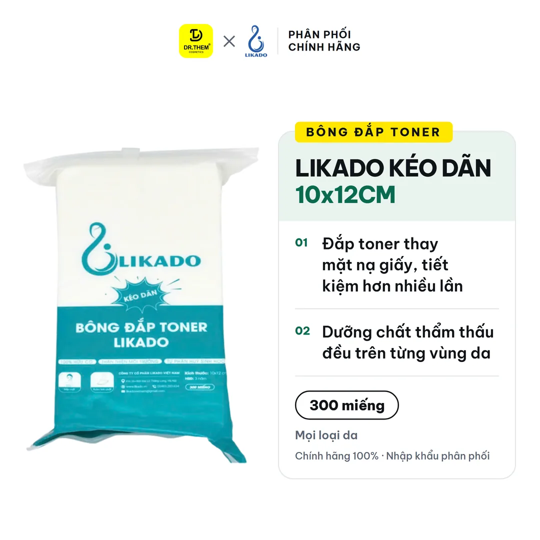 Bông Đắp Toner Likado Lotion Mask Cotton Kéo Dãn Túi 300 Miếng