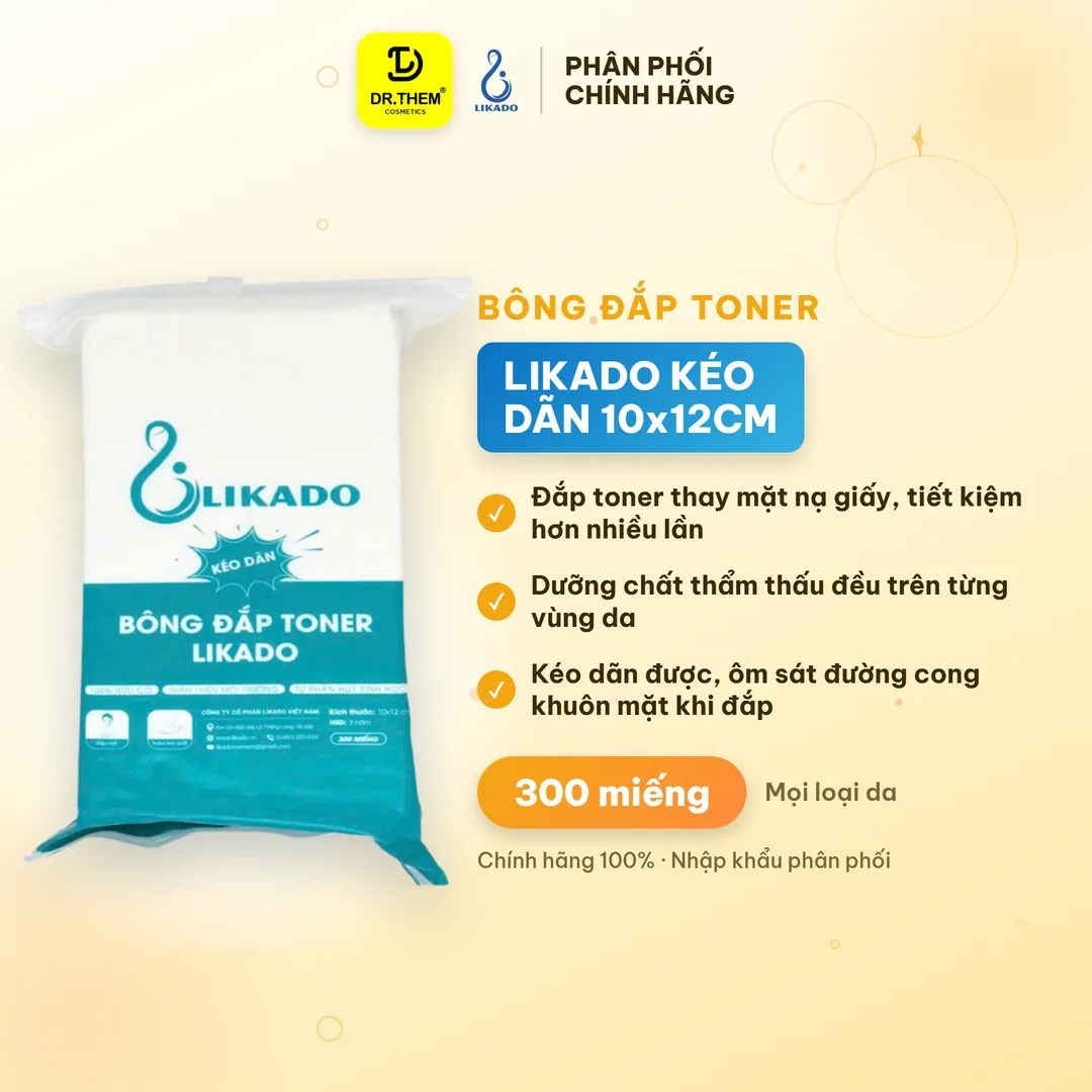 Bông Đắp Toner Likado Lotion Mask Cotton Kéo Dãn Túi 300 Miếng
