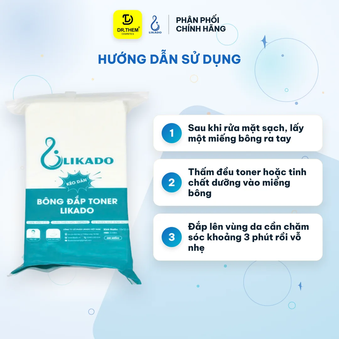 Bông Đắp Toner Likado Lotion Mask Cotton Kéo Dãn Túi 300 Miếng 3