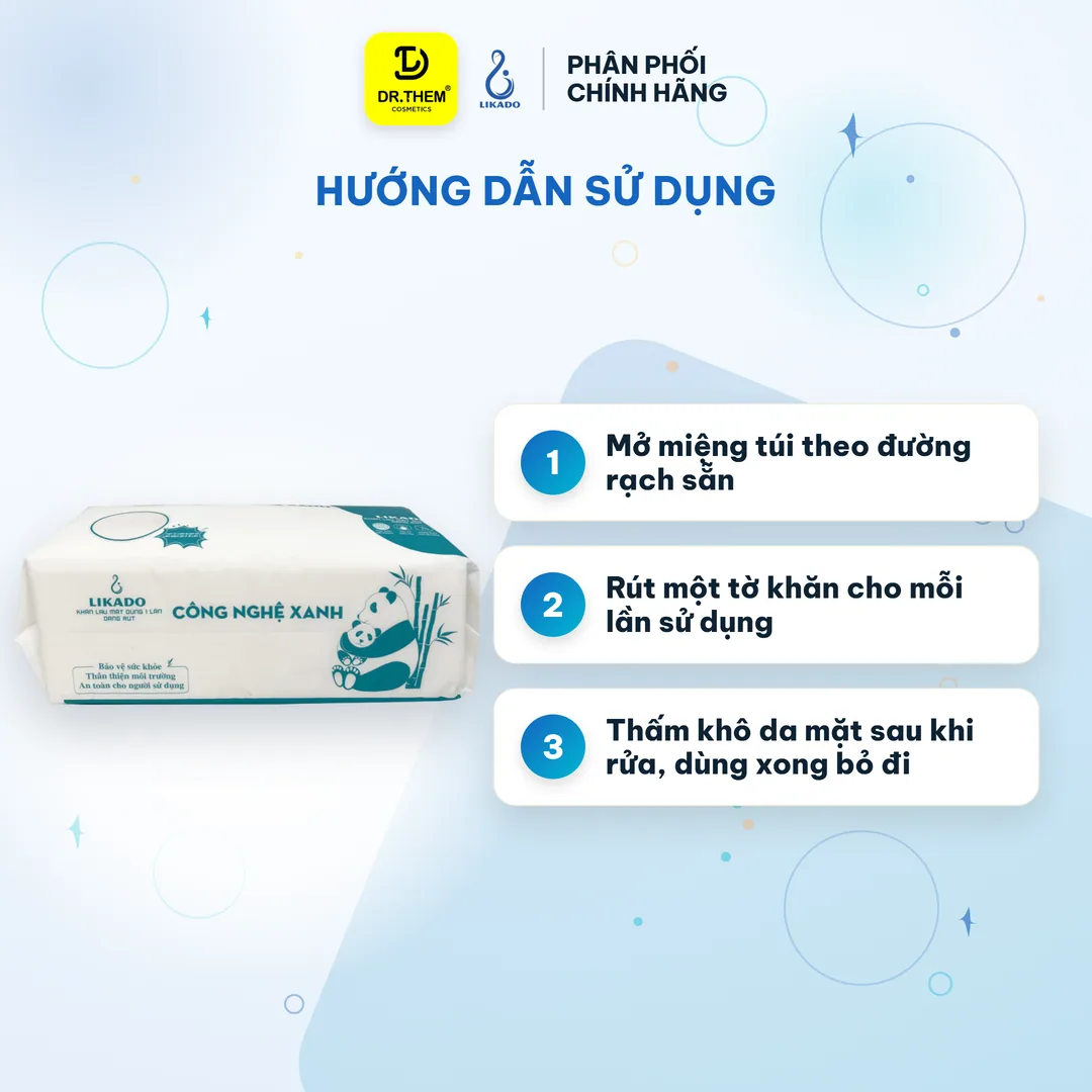 Khăn Lau Mặt Dùng 1 Lần Likado Túi Rút 80 Tờ Chất Liệu Viscose Mềm Mịn Làm Sạch Thấm Khô Da Size 20x20cm 3