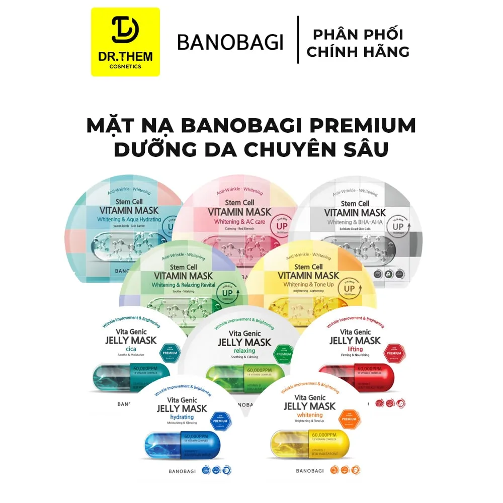 Mặt Nạ Banobagi Premium Vita Genic Jelly Mask Và Stem Cell Vitamin Mask Dưỡng Da Chuyên Sâu 30g