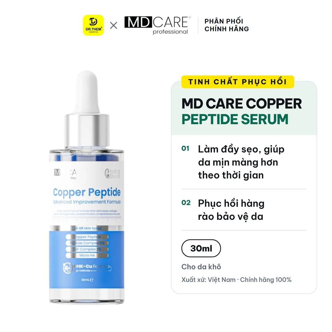 Tinh Chất Phục Hồi MD CARE Copper Peptide Serum Hỗ Trợ Tăng Sinh Collagen Làm Đầy Sẹo Chống Lão Hóa 30ml