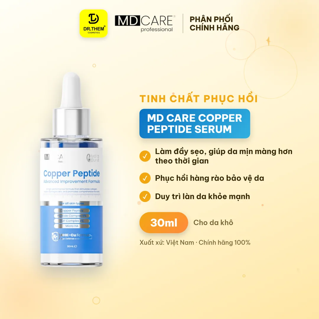 Tinh Chất Phục Hồi MD CARE Copper Peptide Serum Hỗ Trợ Tăng Sinh Collagen Làm Đầy Sẹo Chống Lão Hóa 30ml