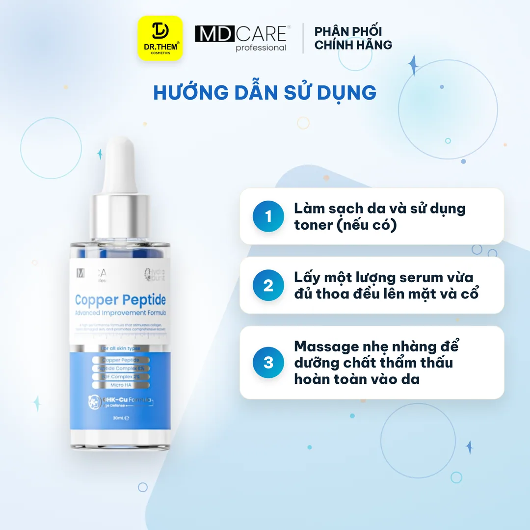 Tinh Chất Phục Hồi MD CARE Copper Peptide Serum Hỗ Trợ Tăng Sinh Collagen Làm Đầy Sẹo Chống Lão Hóa 30ml 8