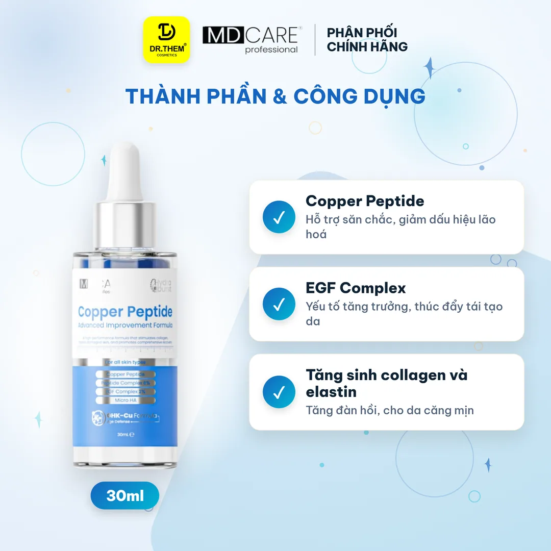 Tinh Chất Phục Hồi MD CARE Copper Peptide Serum Hỗ Trợ Tăng Sinh Collagen Làm Đầy Sẹo Chống Lão Hóa 30ml 7