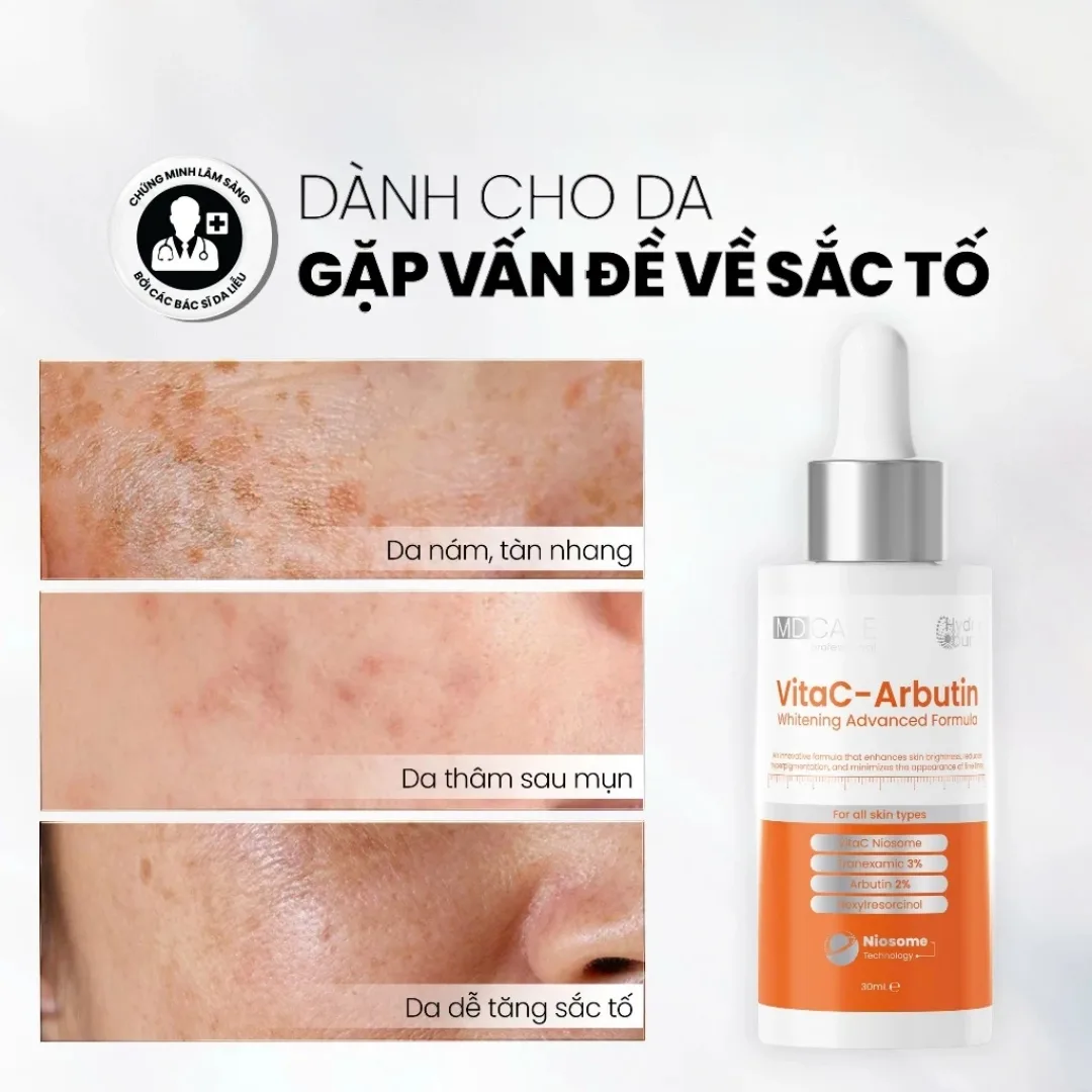 Serum MD Care VitaC Arbutin Whitening Advanced Formula Hỗ Trợ Làm Sáng Da Mờ Thâm Chống Lão Hóa 30ml 4