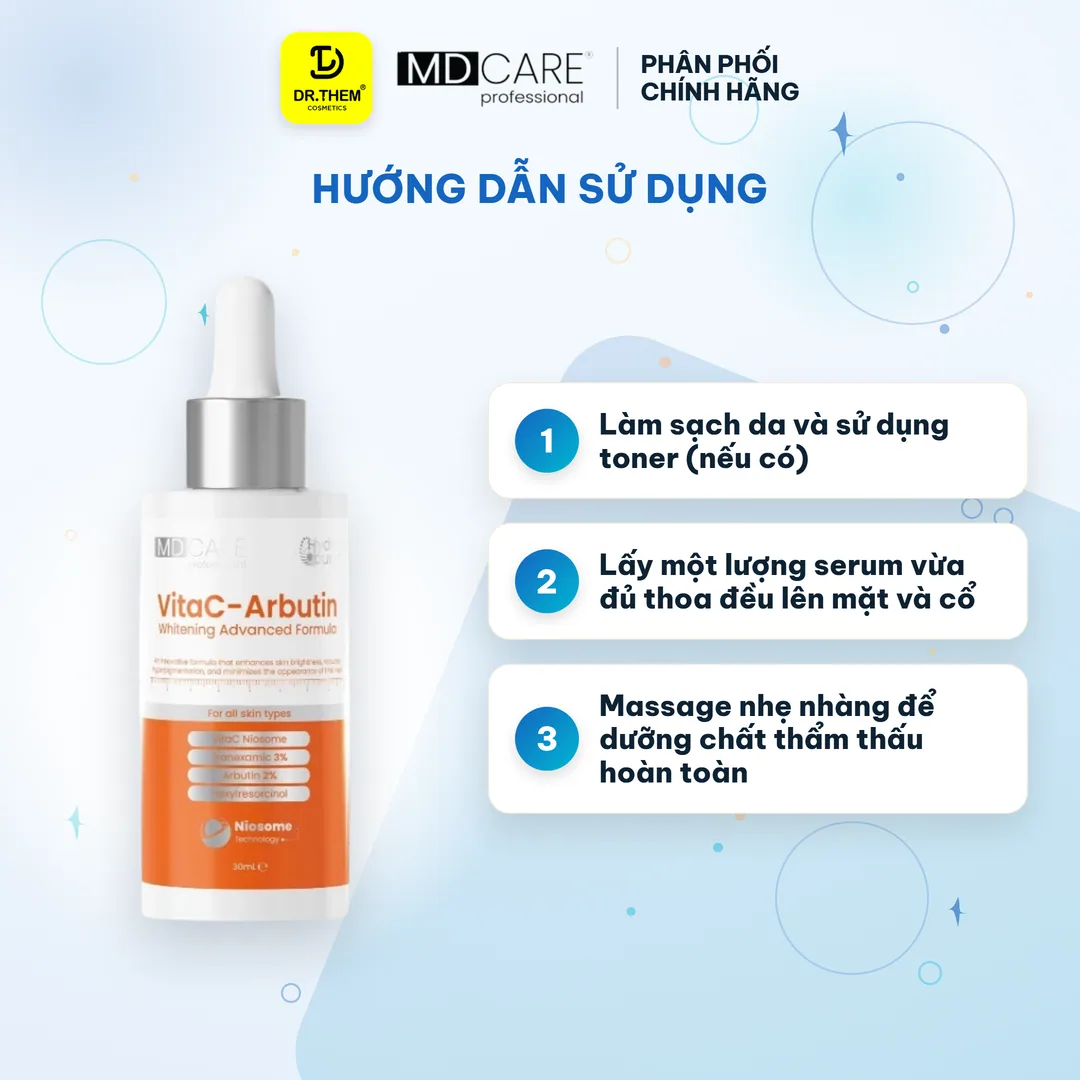Serum MD Care VitaC Arbutin Whitening Advanced Formula Hỗ Trợ Làm Sáng Da Mờ Thâm Chống Lão Hóa 30ml 7