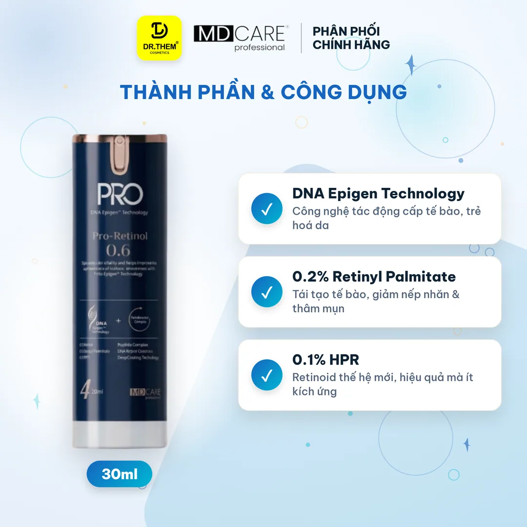Kem Dưỡng Đêm MD Care Pro Retinol Hỗ Trợ Làm Sáng Da Cải Thiện Nếp Nhăn Và Dấu Hiệu Lão Hóa 30ml 2