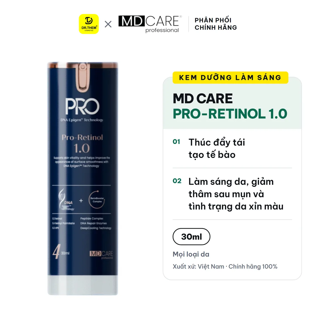 Kem Dưỡng Làm Sáng MD CARE PRO-RETINOL Trẻ Hoá Và Cải Thiện Nếp Nhăn 30ml - Dr Thêm