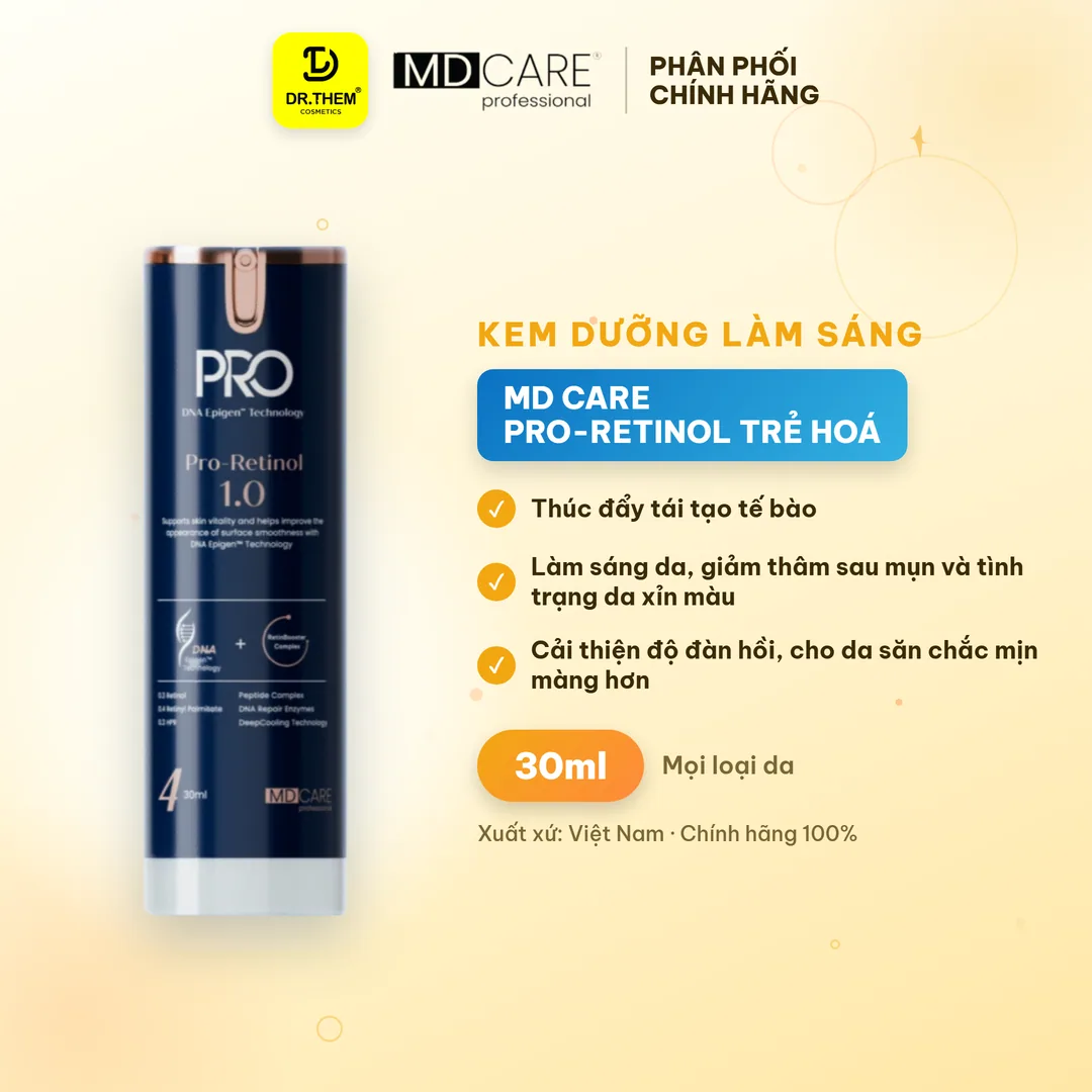Kem Dưỡng Làm Sáng MD CARE PRO-RETINOL Trẻ Hoá Và Cải Thiện Nếp Nhăn 30ml - Dr Thêm