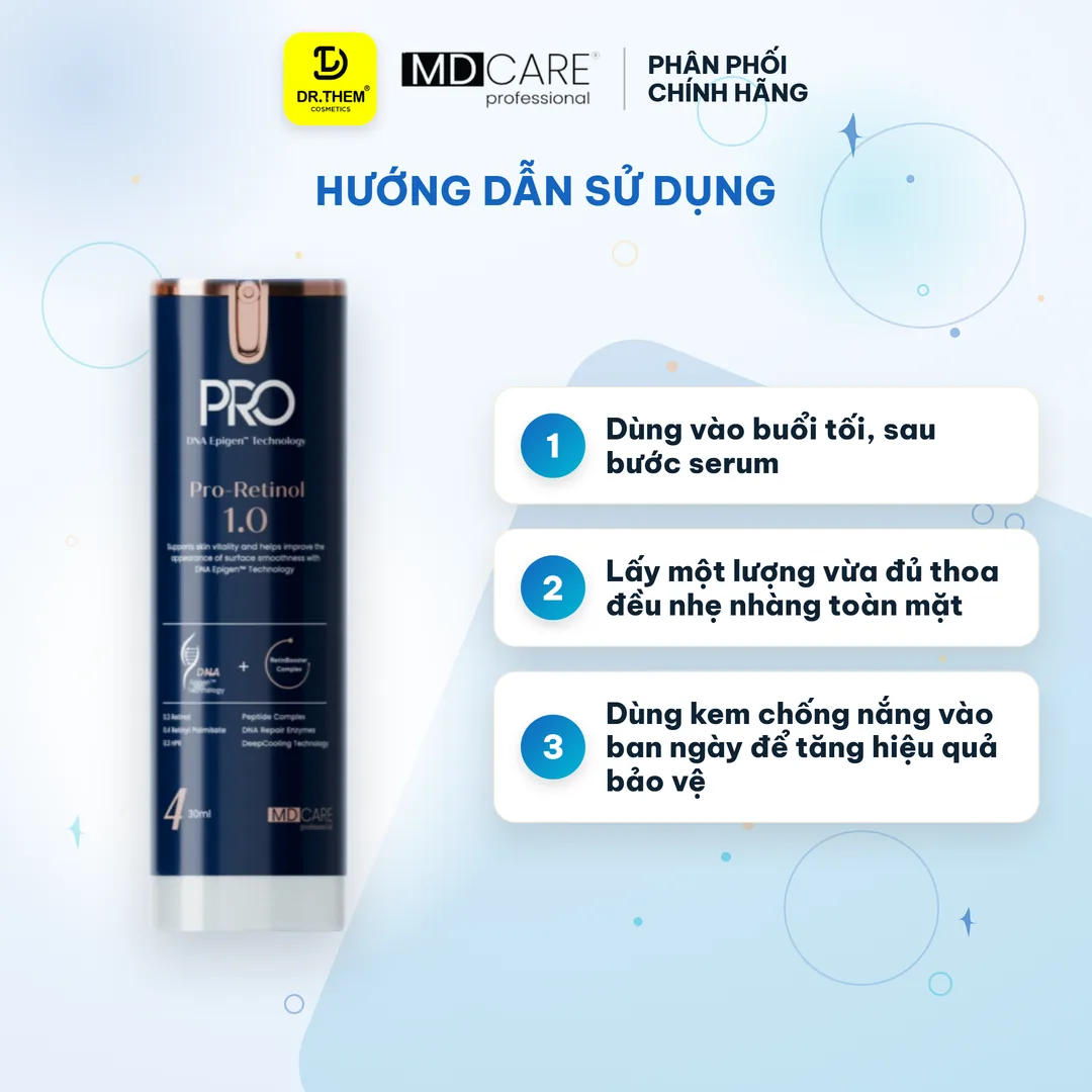 Kem Dưỡng Làm Sáng MD CARE PRO-RETINOL Trẻ Hoá Và Cải Thiện Nếp Nhăn 30ml - Dr Thêm 3