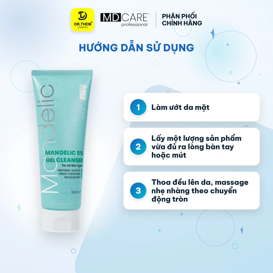 Sữa Rửa Mặt Mandelic 5% Dạng Gel Sạch Sâu Và Tẩy Tế Bào Chết Nhẹ Nhàng MD CARE 200ml 3
