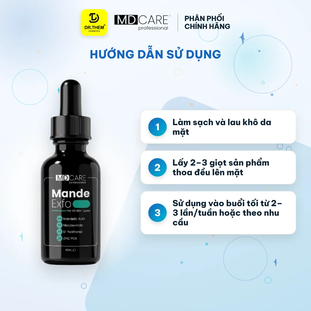 Serum Tẩy Tế Bào Chết Căng Bóng, Cấp Ẩm Và Làm Sáng Da MD Care Mande Exfo 30ml 3