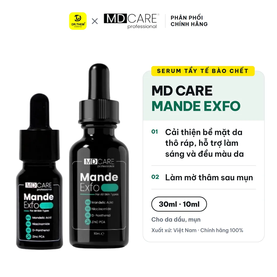 Tinh Chất Tẩy Tế Bào Chết MD CARE Mande Exfo Cấp Ẩm Làm Sáng Da Căng Bóng Cho Da Dầu Hỗn Hợp 10ml/30ml