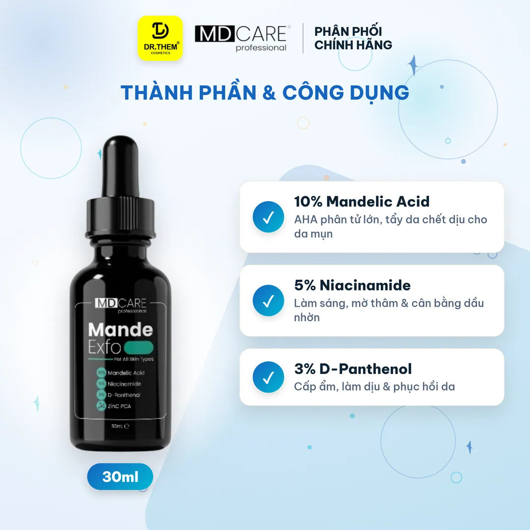 Serum Tẩy Tế Bào Chết Căng Bóng, Cấp Ẩm Và Làm Sáng Da MD Care Mande Exfo 30ml 2