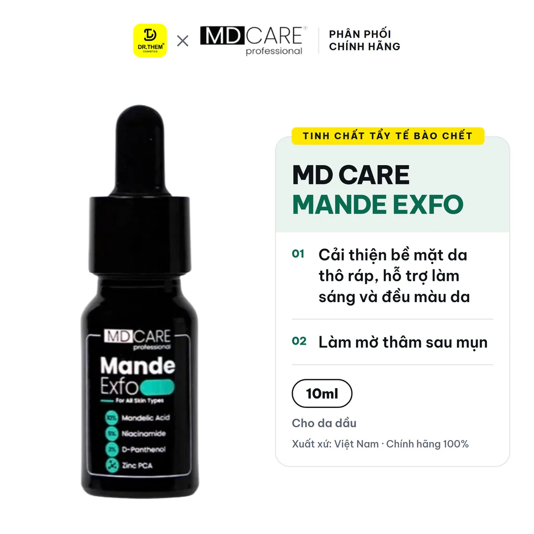 Tinh Chất Tẩy Tế Bào Chết MD CARE Mande Exfo Cấp Ẩm Làm Sáng Da Căng Bóng Cho Da Dầu Hỗn Hợp 10ml