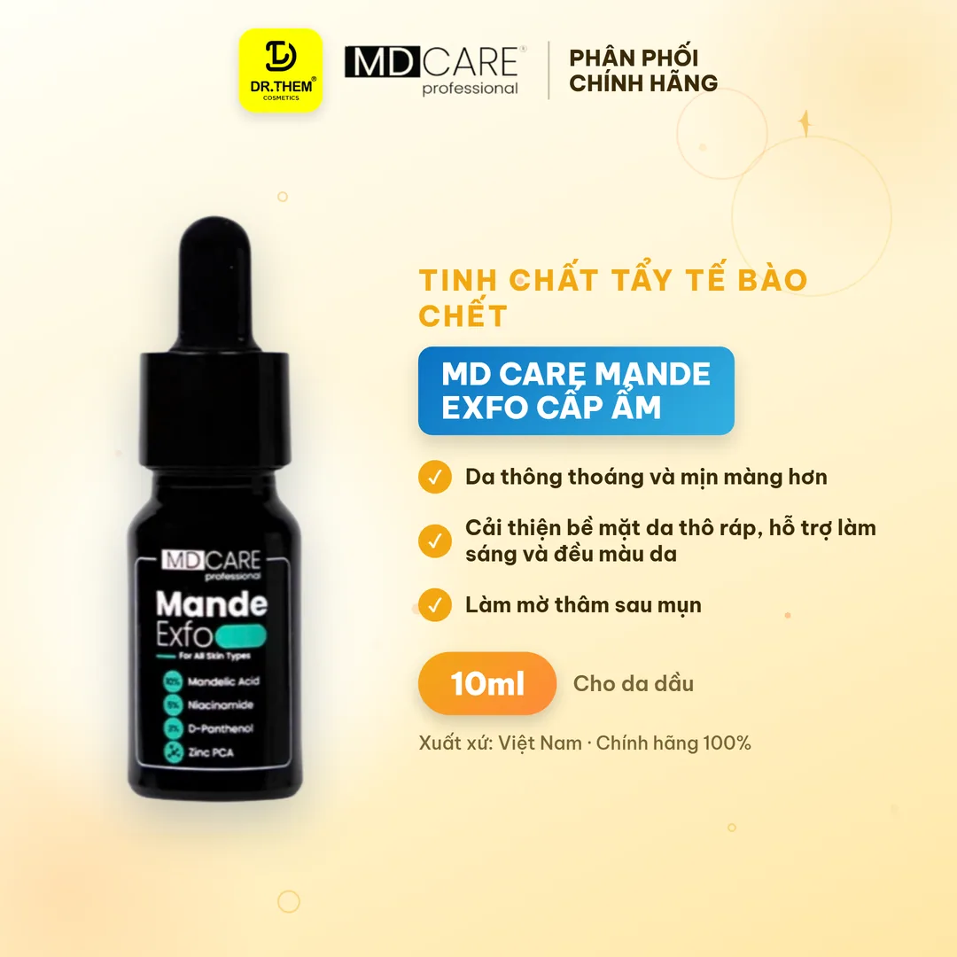 Tinh Chất Tẩy Tế Bào Chết MD CARE Mande Exfo Cấp Ẩm Làm Sáng Da Căng Bóng Cho Da Dầu Hỗn Hợp 10ml