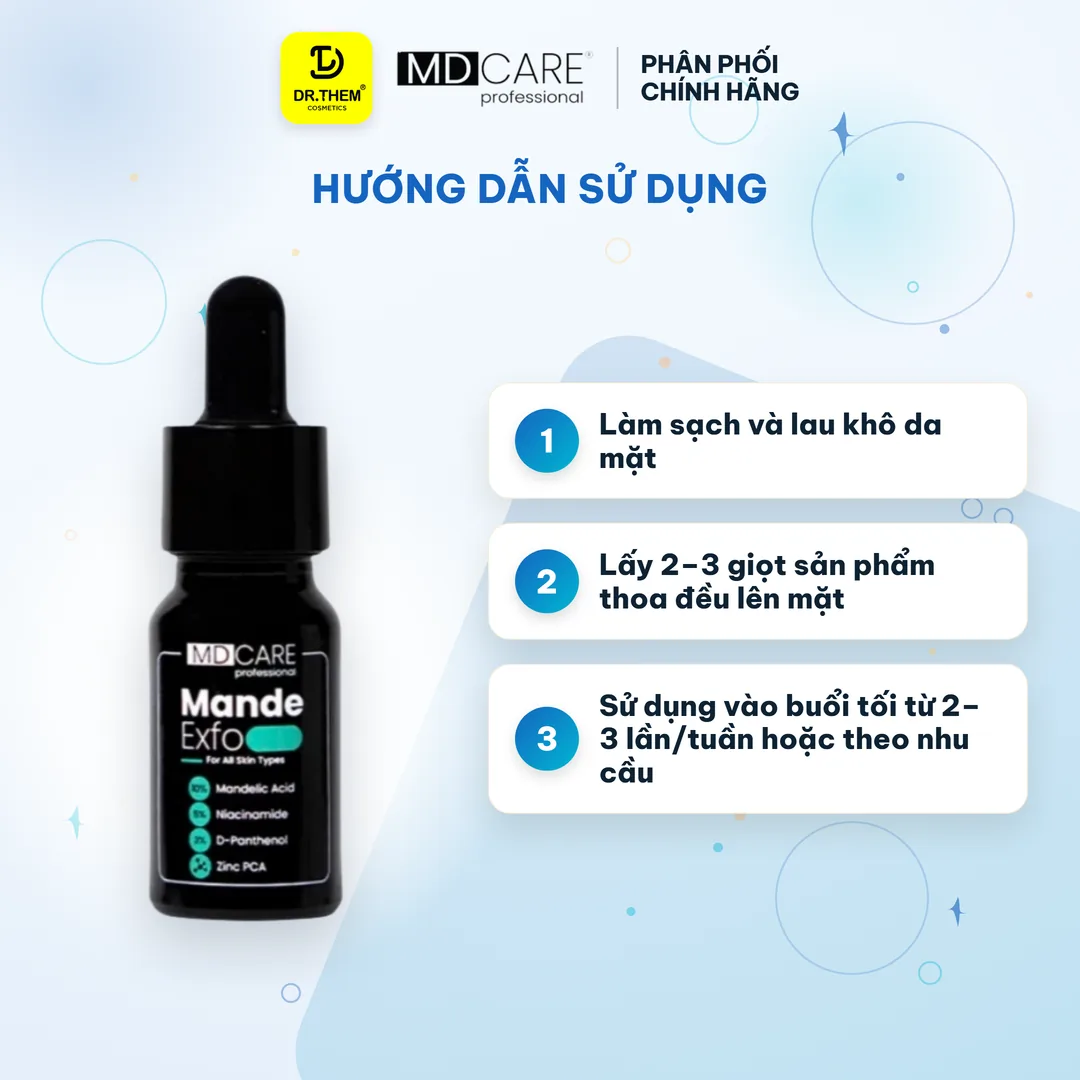 Tinh Chất Tẩy Tế Bào Chết MD CARE Mande Exfo Cấp Ẩm Làm Sáng Da Căng Bóng Cho Da Dầu Hỗn Hợp 10ml 3