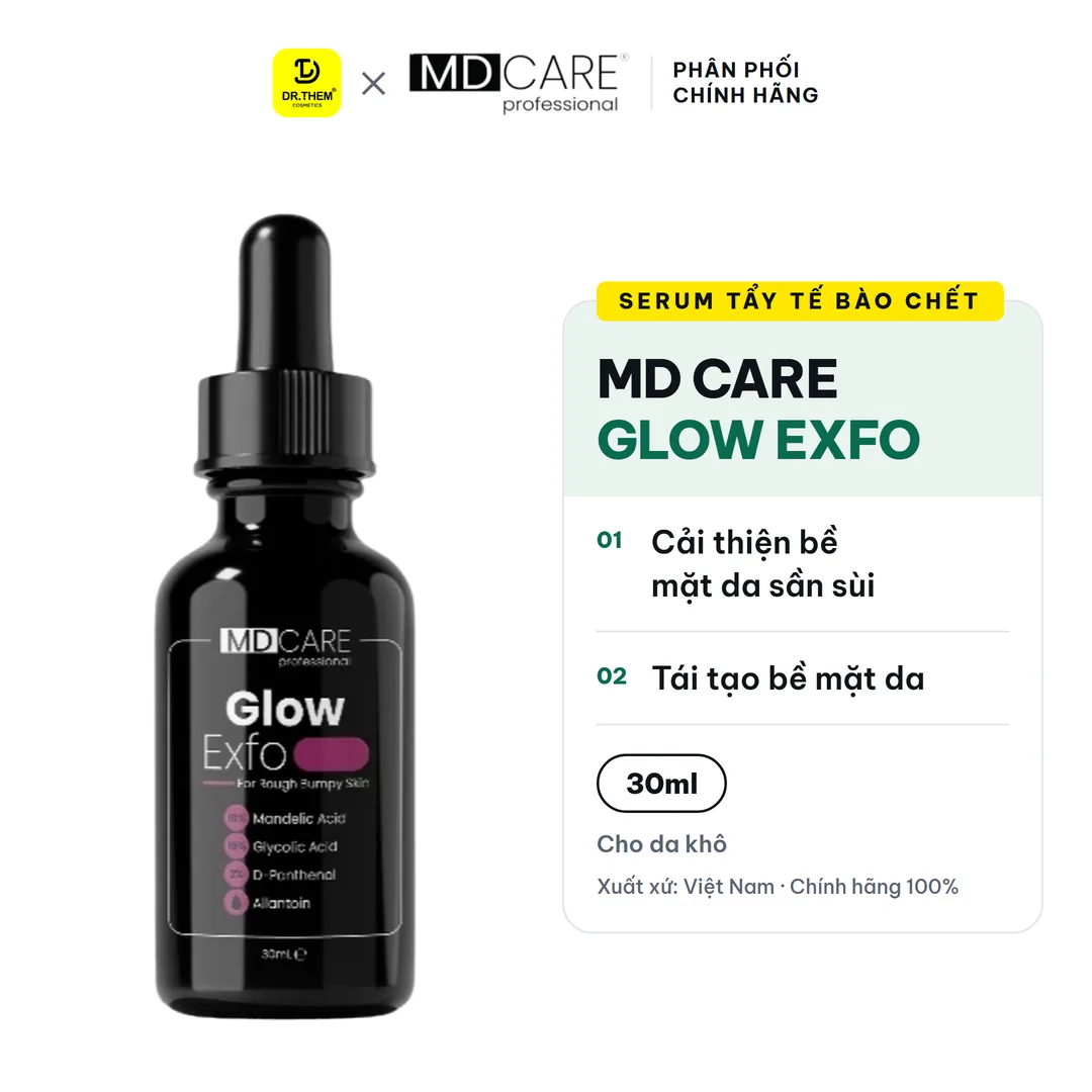 Serum Tẩy Tế Bào Chết Làm Sáng, Mờ Thâm Và Đều Màu Da MD Care Glow Exfo 30ml
