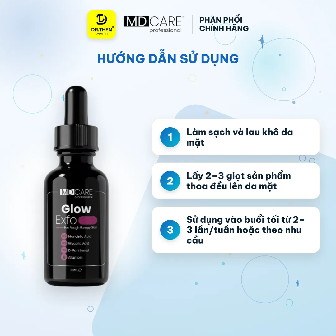 Serum Tẩy Tế Bào Chết Làm Sáng, Mờ Thâm Và Đều Màu Da MD Care Glow Exfo 30ml 3