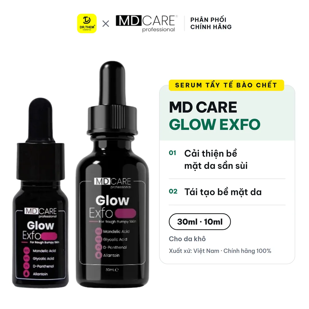 Tinh Chất Tẩy Tế Bào Chết MD CARE Glow Exfo Hỗ Trợ Làm Sáng Mờ Thâm Đều Màu Da Cho Da Xỉn Màu 10ml/30ml