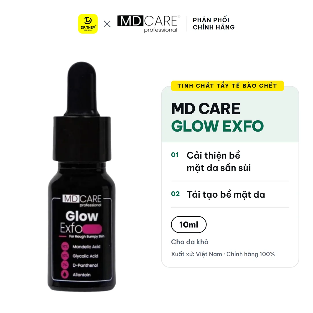Tinh Chất Tẩy Tế Bào Chết MD CARE Glow Exfo Hỗ Trợ Làm Sáng Mờ Thâm Đều Màu Da Cho Da Xỉn Màu 10ml