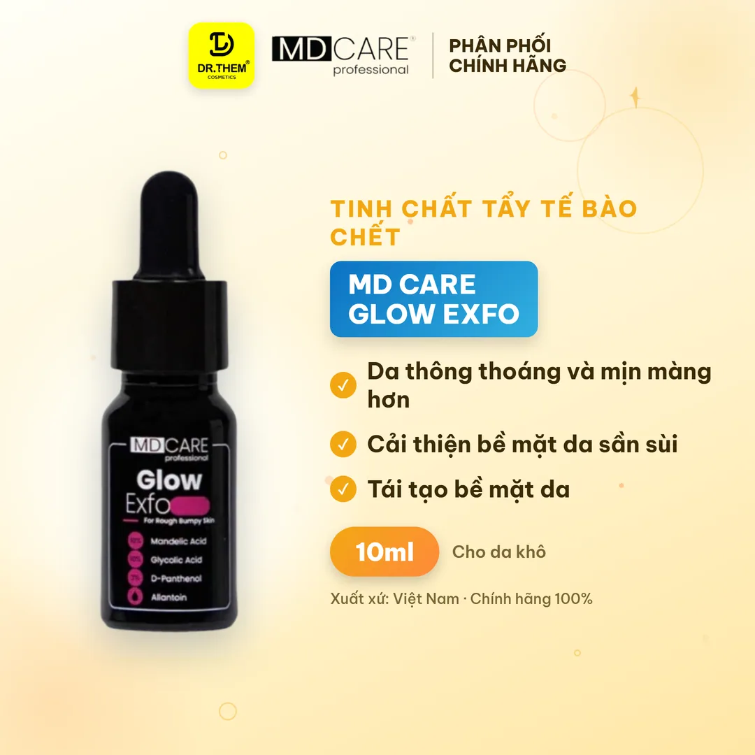 Tinh Chất Tẩy Tế Bào Chết MD CARE Glow Exfo Hỗ Trợ Làm Sáng Mờ Thâm Đều Màu Da Cho Da Xỉn Màu 10ml