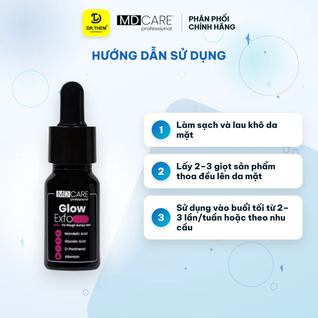 Tinh Chất Tẩy Tế Bào Chết MD CARE Glow Exfo Hỗ Trợ Làm Sáng Mờ Thâm Đều Màu Da Cho Da Xỉn Màu 10ml 3