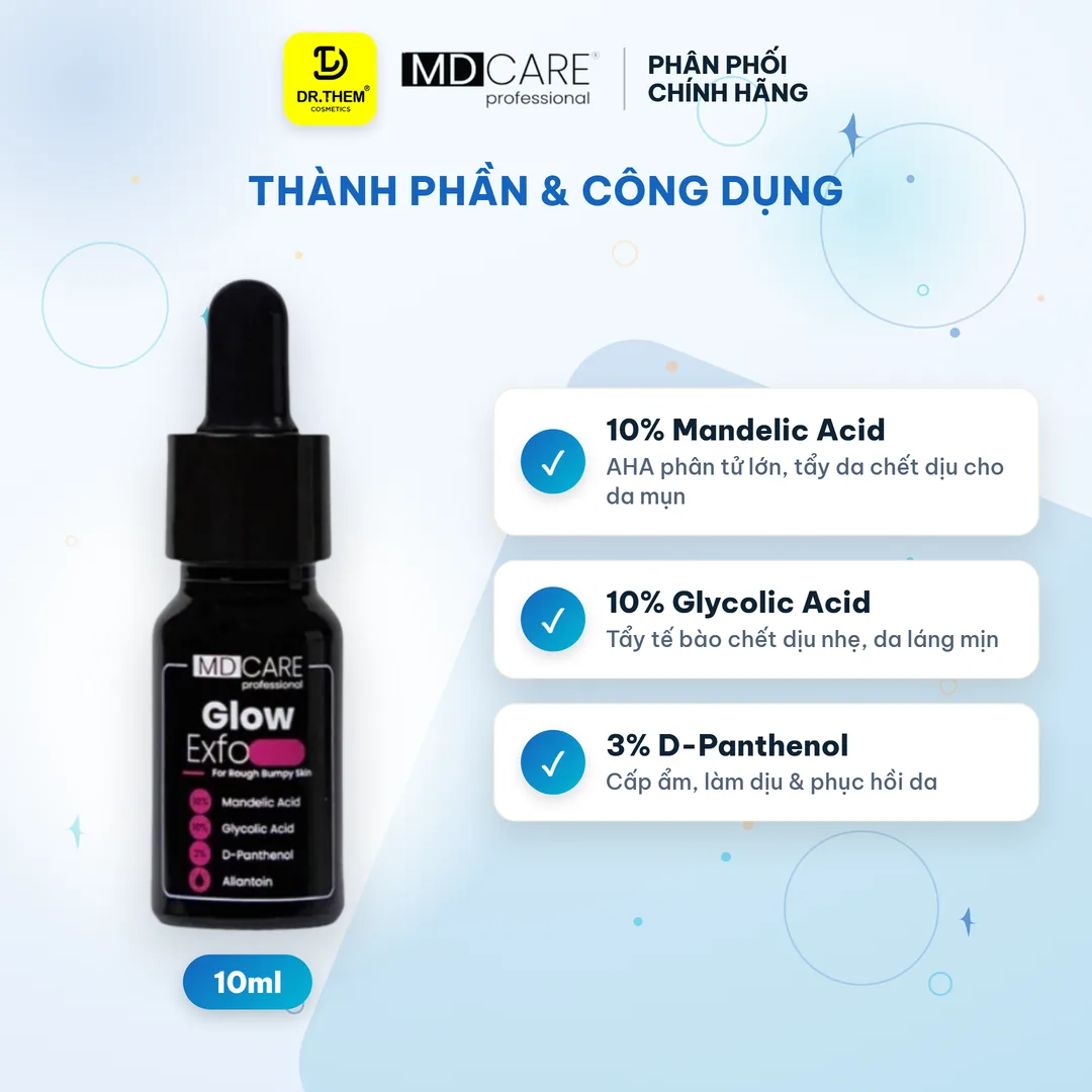 Tinh Chất Tẩy Tế Bào Chết MD CARE Glow Exfo Hỗ Trợ Làm Sáng Mờ Thâm Đều Màu Da Cho Da Xỉn Màu 10ml 2