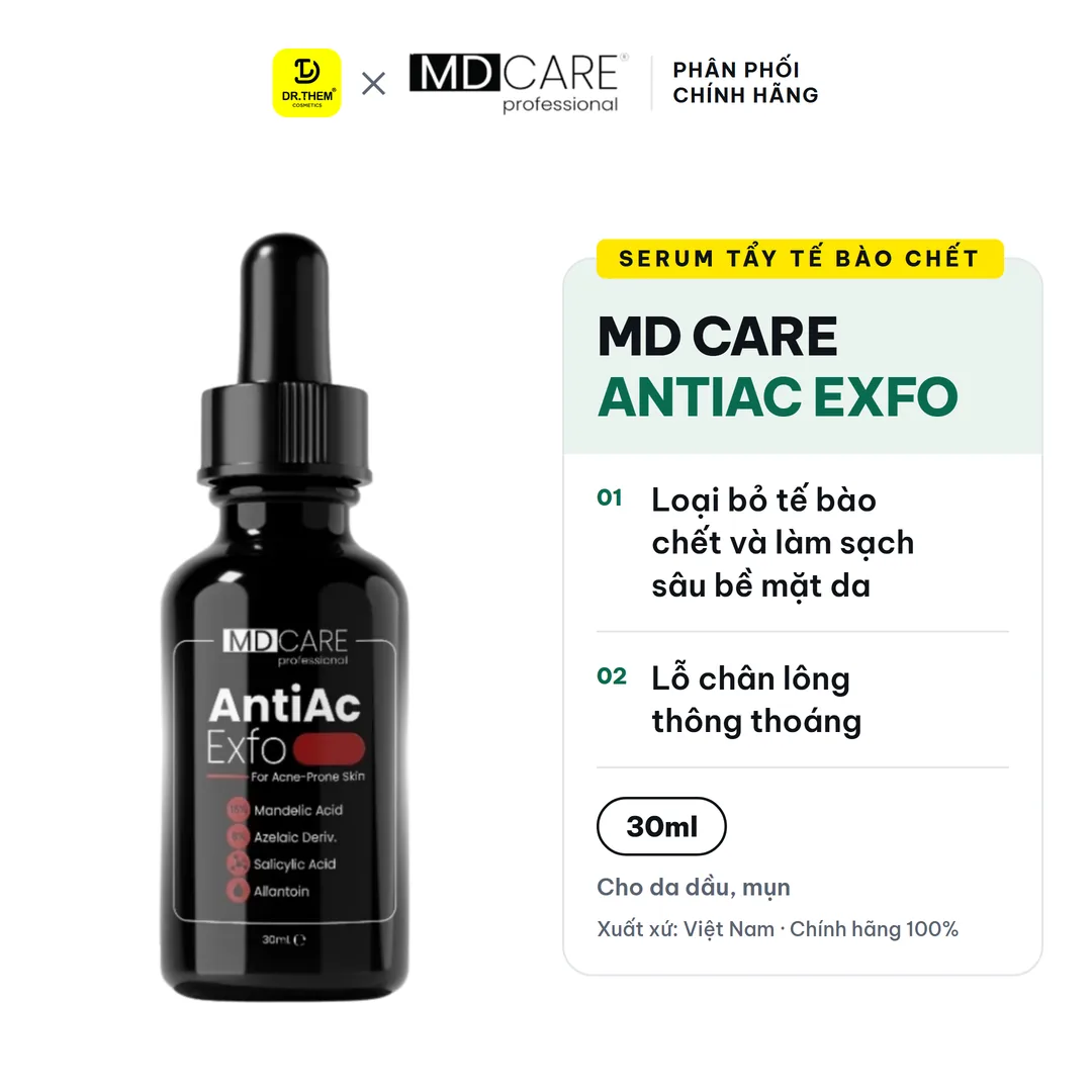 Serum Tẩy Tế Bào Chết Kiểm Soát Mụn, làm dịu Và Giảm Tiết Dầu MD CARE AntiAc Exfo