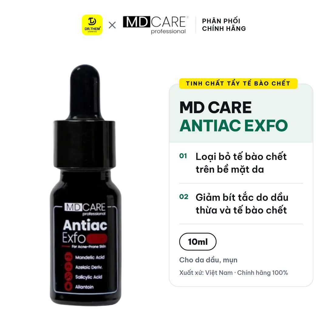 Tinh Chất Tẩy Tế Bào Chết MD CARE AntiAc Exfo Hỗ Trợ Giảm Mụn Kiềm Dầu Làm Dịu Da Cho Da Dầu Mụn 10ml