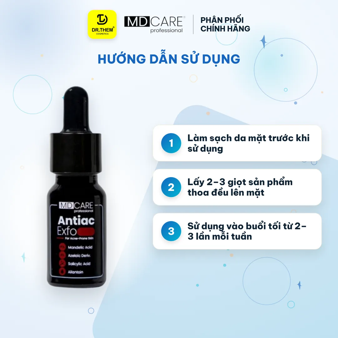Tinh Chất Tẩy Tế Bào Chết MD CARE AntiAc Exfo Hỗ Trợ Giảm Mụn Kiềm Dầu Làm Dịu Da Cho Da Dầu Mụn 10ml 3